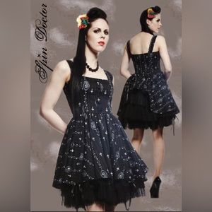 VTG Spin Doctor  Hell Bunny Psycho Cameo Skulls Sz L Punk Goth Pinup Anime NWT